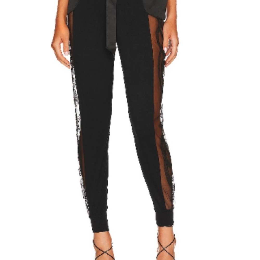 Thistle and Spire Medusa Pant Black Sheer Panel Joggers